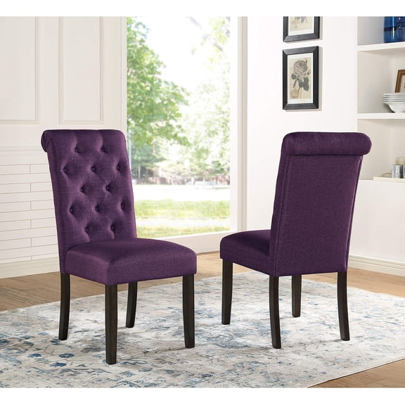 Upholstered Dining Chairs Set of 2, High Seat Back Dining Chair with Solid Wood Legs