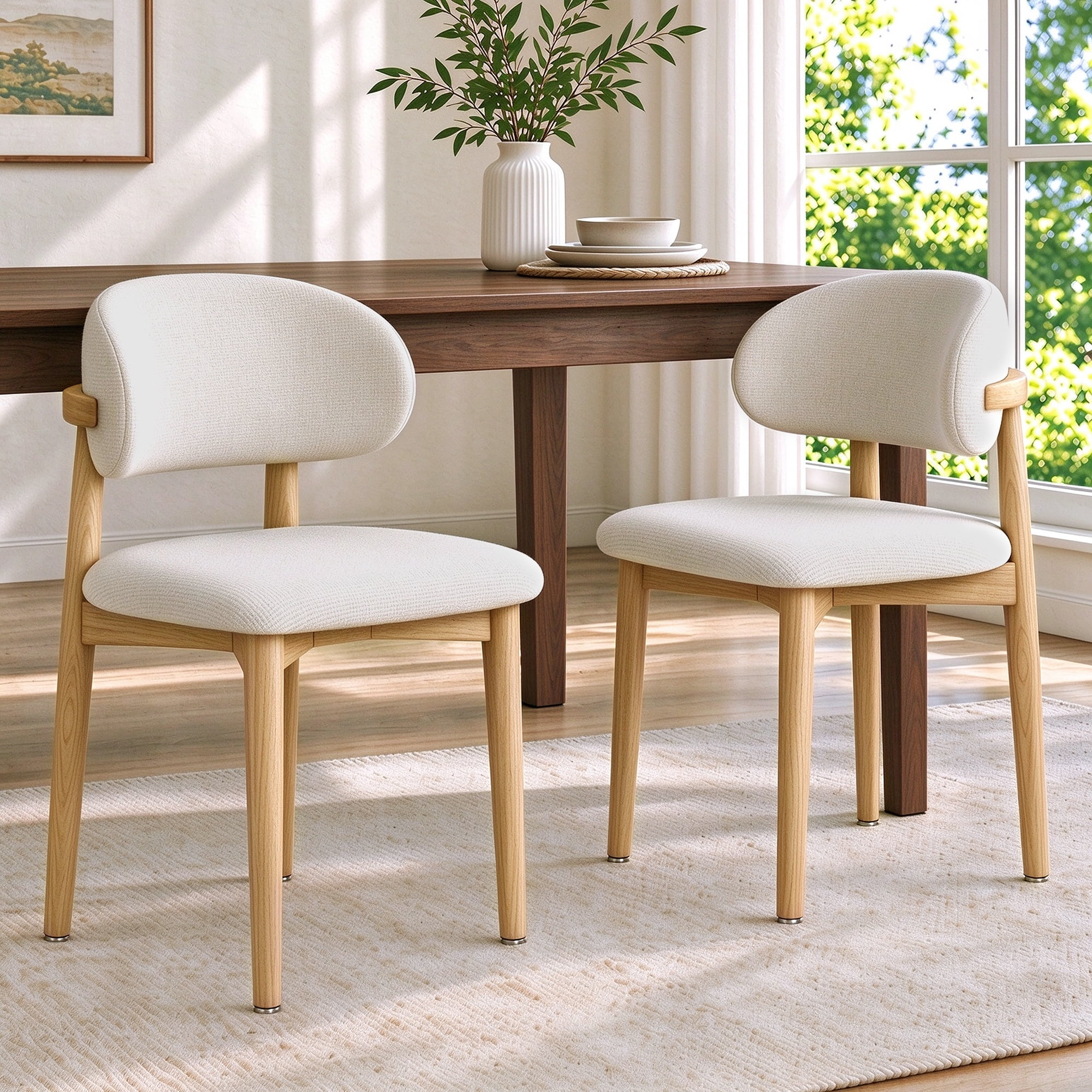 Smudyizi Upholstered Dining Chairs Set of 2, Memory Foam Kitchen Side ...