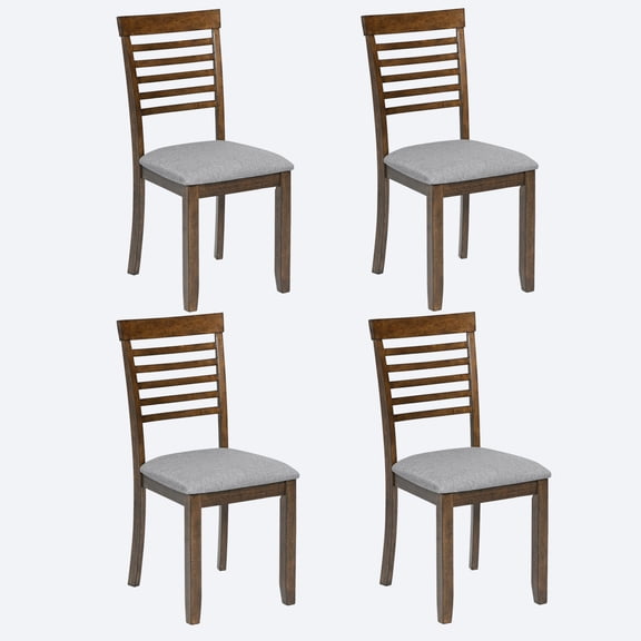 Upholstered Dining Chairs Set of 4, Wooden Kitchen Chairs with Padded Linen Seat, 17 in W x 20 in D x 36 in H, 330 lb Capacity