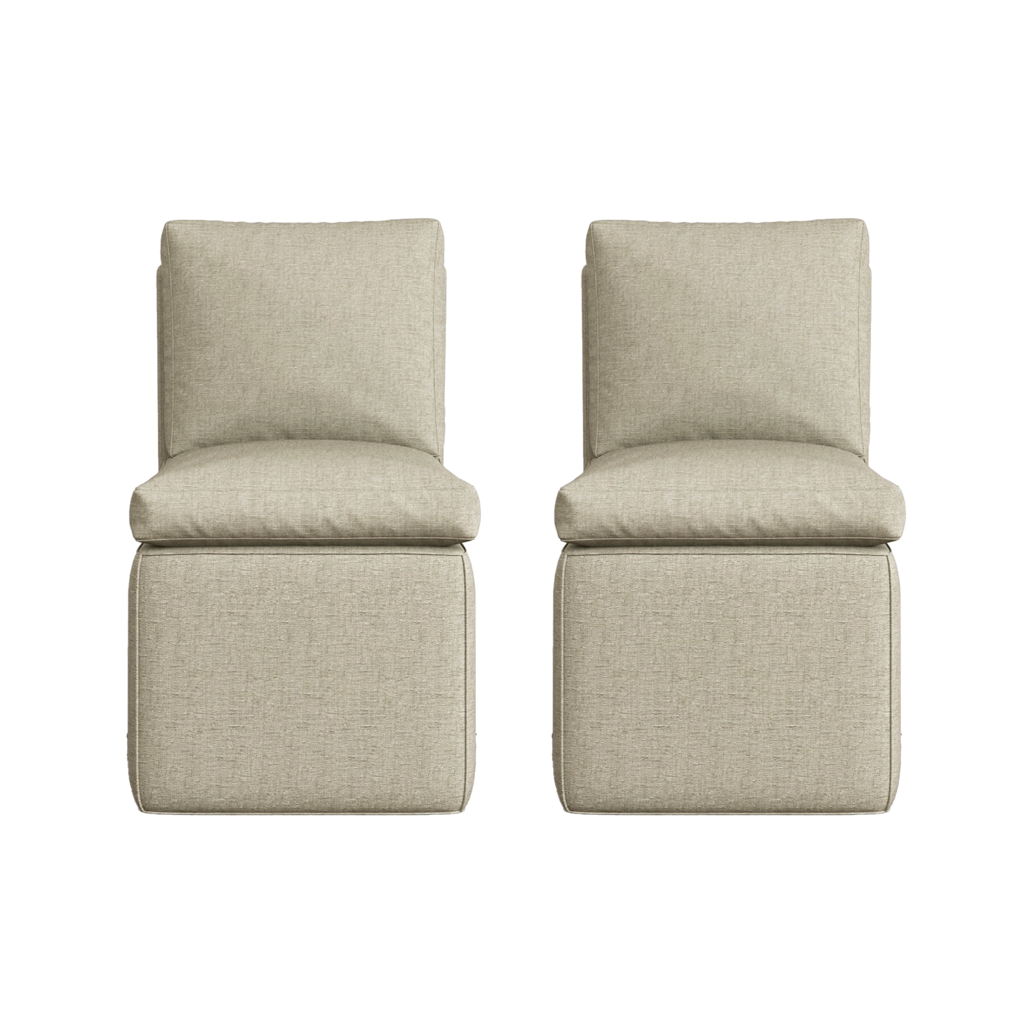 Upholstered Dining Chairs with Casters, Modern Dining Room Chairs Set of 2 with Hidden Storage, Single Sofa Chair for Kitchen, Reading Room, Gray