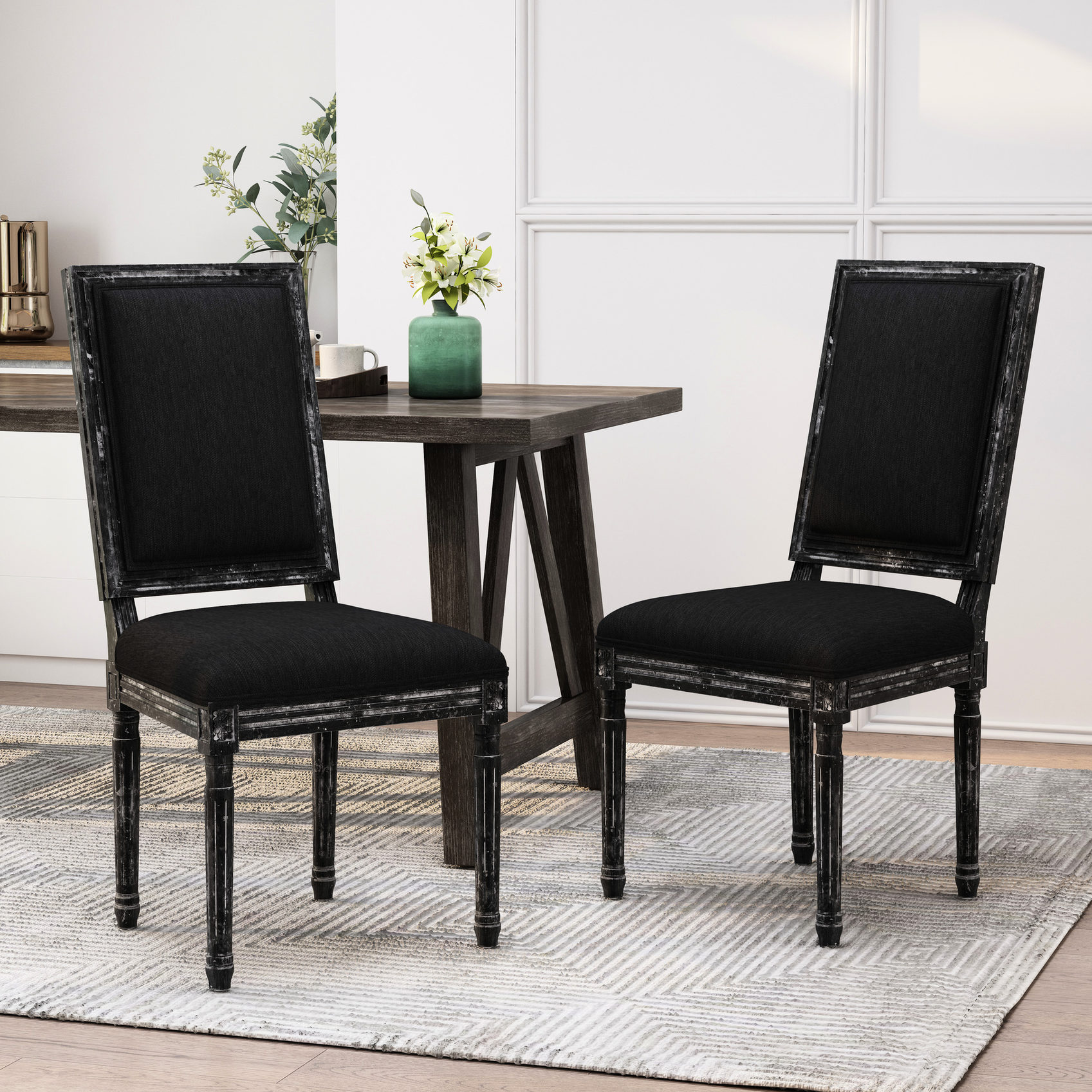 Upholstered Dining Chairs with Fluted Legs / Give Room a Refined ...