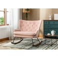 thumbnail image 1 of Upholstered Double Nursery Rocking Chair, Modern High Back Rocker Chair with Padded Seat, Velvet Fabric Accent Armchair Single Sofa Chair with Plywood Frame, for Living Room Bedroom, Pink, 1 of 7