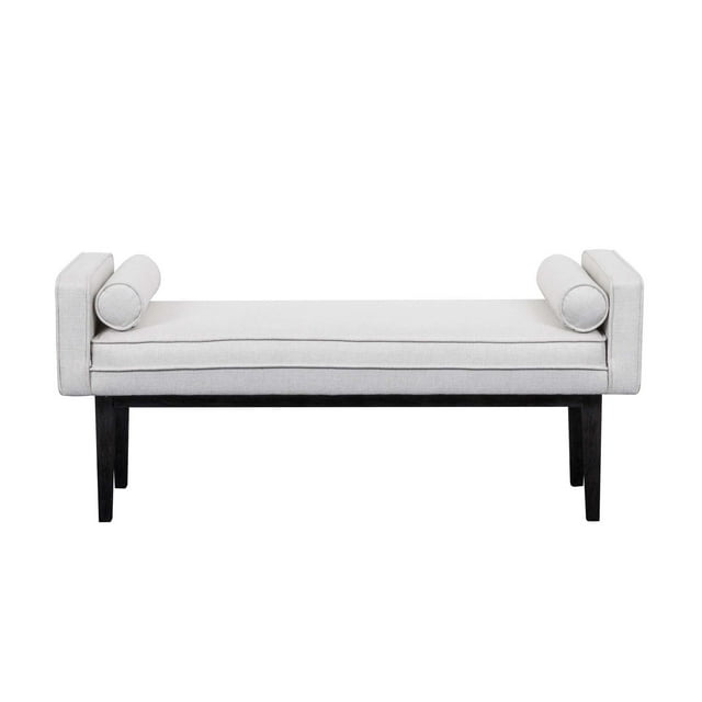 Upholstered End of Bed Bench in Natural White