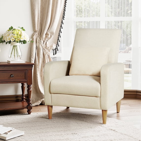 AFO, Upholstered Fabric Accent Chair, Beige, with Removable Pillow ...