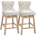 thumbnail image 1 of Upholstered Fabric Bar Height Bar Stools, 180° Swivel Nailhead-Trim Pub Chairs, 30" Seat Height With Rubber Wood Legs, Set Of 2, Cream, 1 of 9