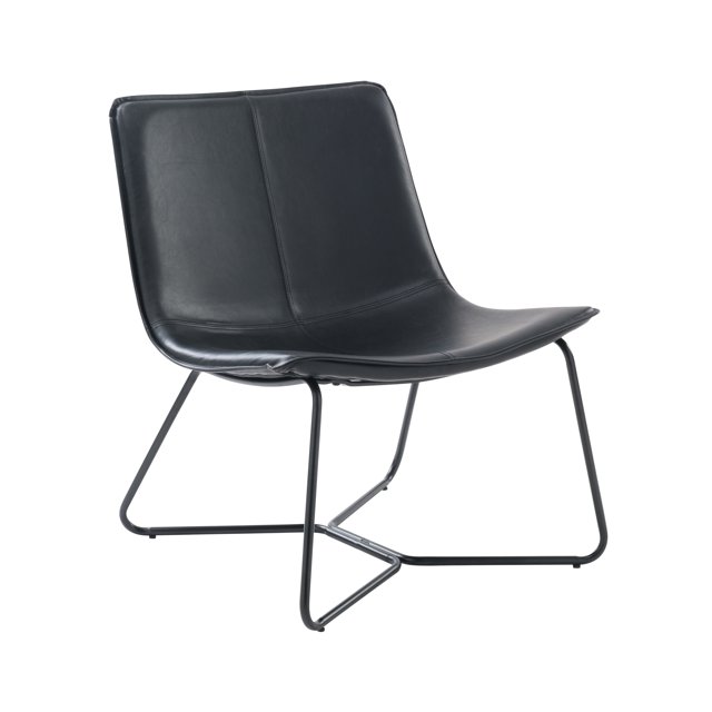 Upholstered Faux Leather Slope Lounge Chair Black