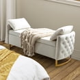 thumbnail image 1 of Upholstered Flip-Top Storage Bench Button Tufted with Pillows Golden Base for Home Bedroom White, 1 of 7