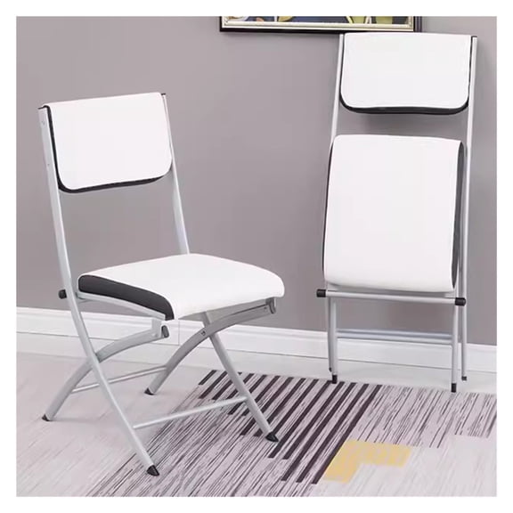 Upholstered Folding Chair with Metal Frame and Pu Leather Seat,Heavy Duty Ergonomic Chair for Living Room,Premium Folding Stool Office Desk Chairs
