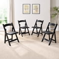 thumbnail image 1 of Upholstered Folding Chairs Set of 4 with Solid Wood Frame, Folding Event Chairs with Padded Seats, Modern Wooden Folding Banquet Chairs, Black, 1 of 9