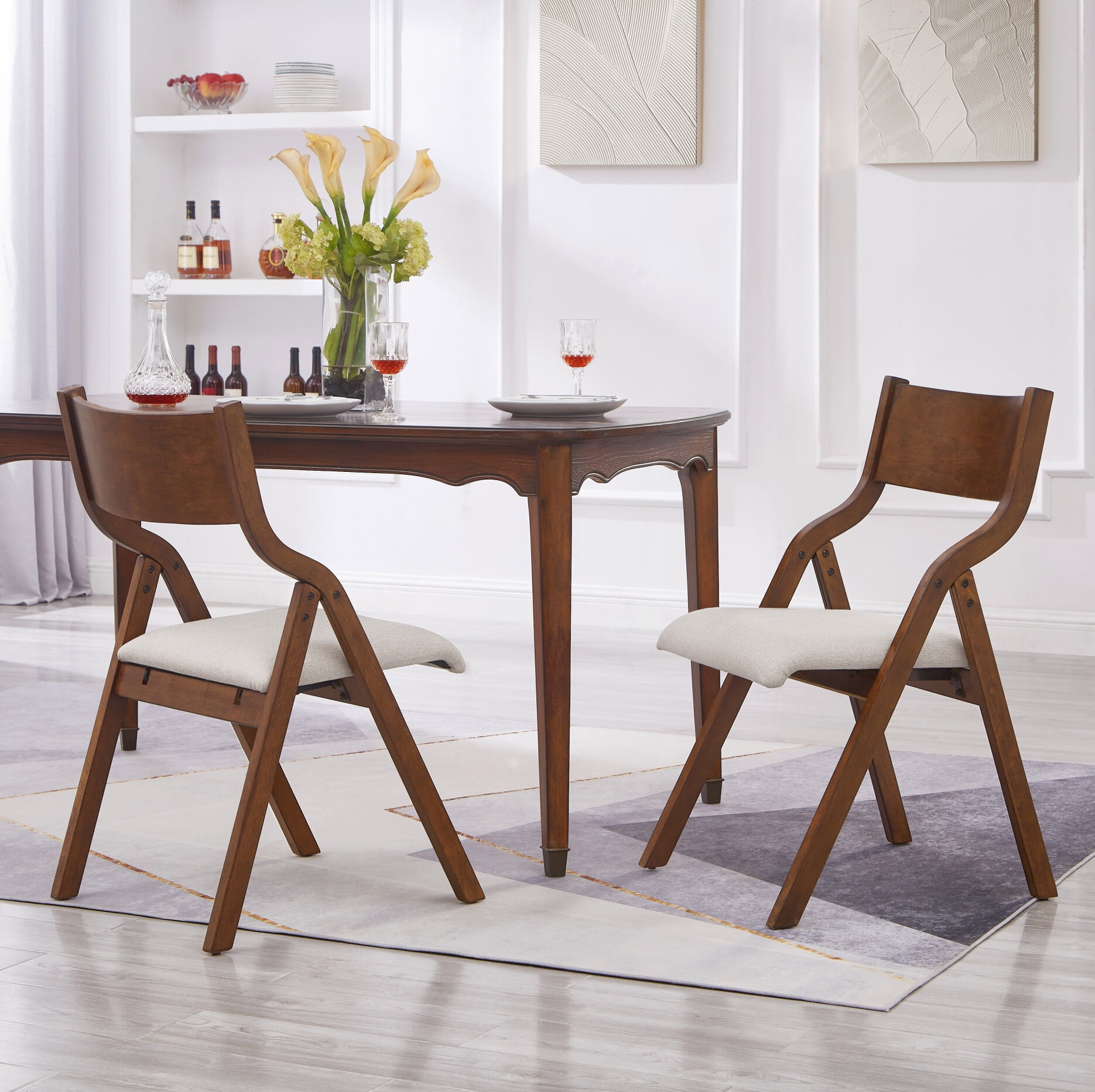 Upholstered Folding Dining Chair,Folding Wooden Chairs With Lightweight ...