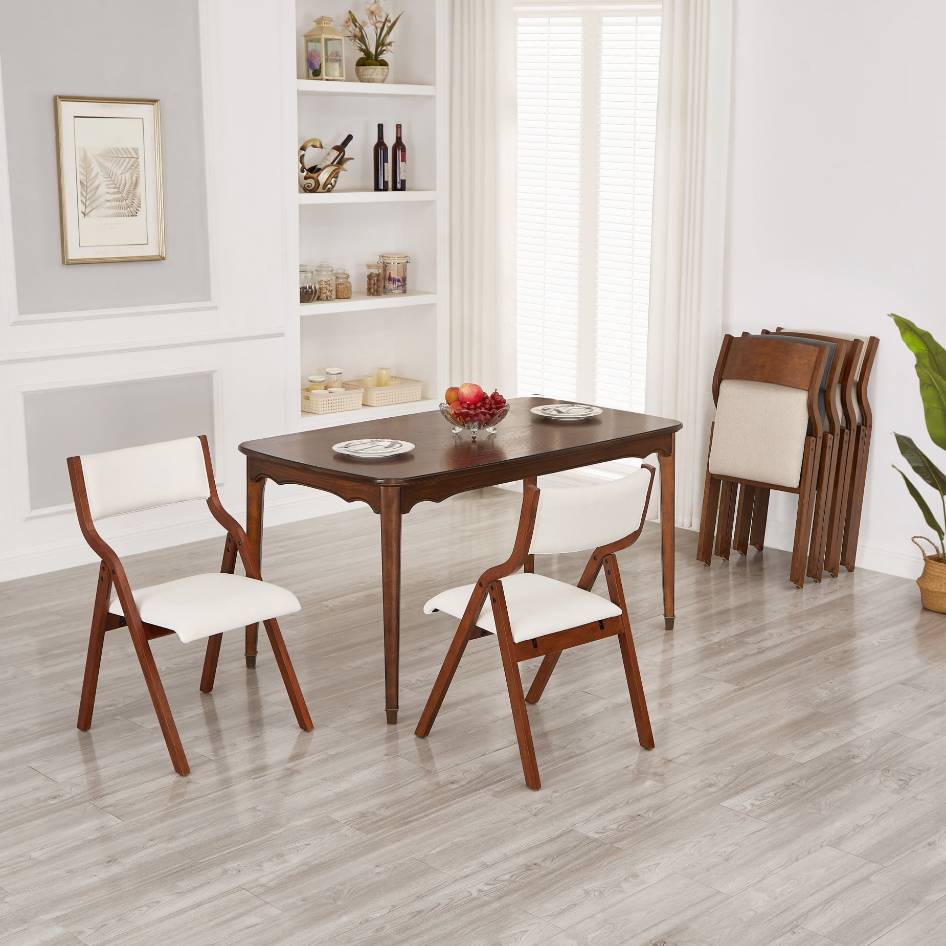 Upholstered Folding Dining Chair,Folding Wooden Chairs With Lightweight ...