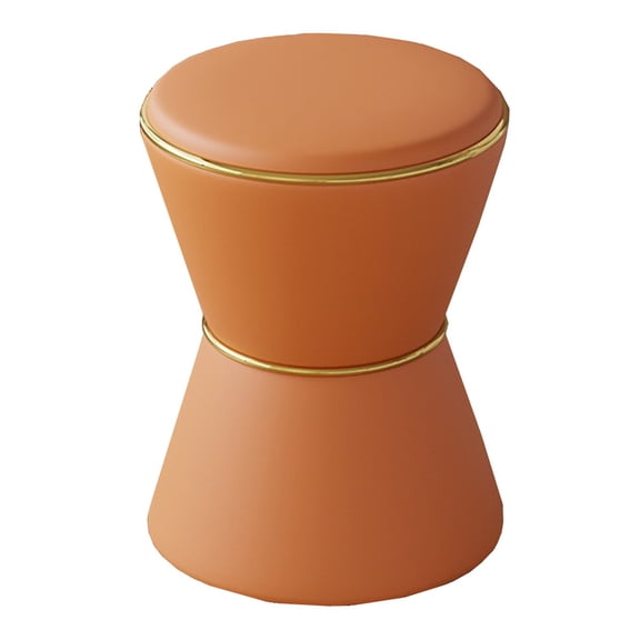 Upholstered Footstool Ottoman Leather Pouf Ottoman Footrest With Sponge Padded Seat 360° Rotation Base Makeup Chair For Living Room Entryway Bedroom