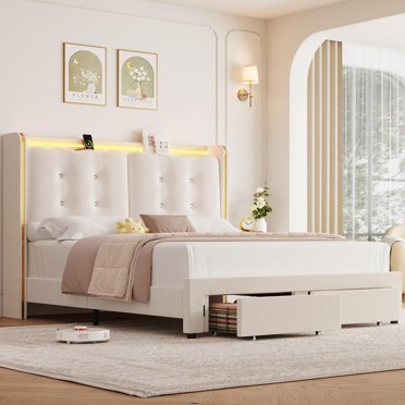 Twin Bed Frame Camas Para Niñas HIFIT Twin LED Bed Frame - Pink Velvet Storage Bed With USB Charging & Crystal Headboard Princess Bed Twin Bed Frame With Storage