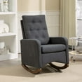 thumbnail image 1 of Upholstered Glider Rocking Chair with Side Pocket - Teddy Fabric Nursing Chair for Nursery & Living Room, High Back Ergonomic Rocker with Rubber Wood Base, 1 of 7