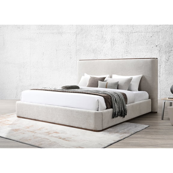 Upholstered Gray Queen Bed - 74.62 In. Long And 89.2 Wide Fabric Sized