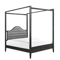 Upholstered Headboard Canopy Full Bed, Wood Material For Bedroom Bed With Headboard, Piece