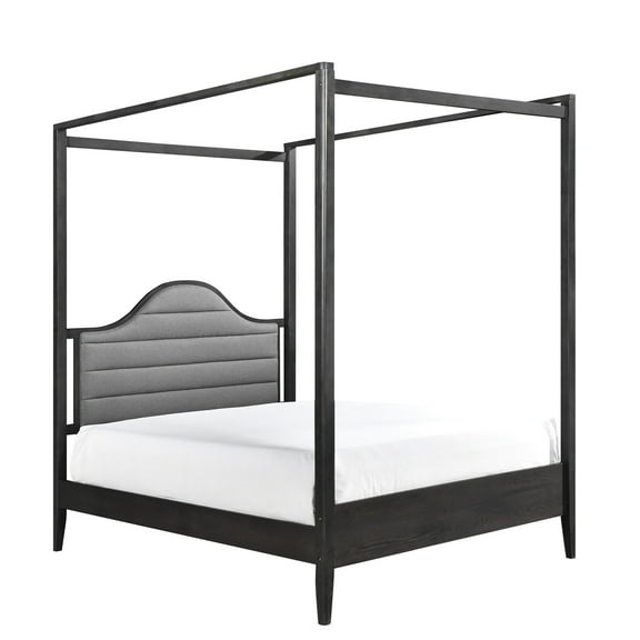 Upholstered Headboard Canopy Full Bed, Wood Material For Bedroom Bed With Headboard, Piece