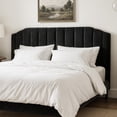 thumbnail image 1 of Upholstered Headboard for Full/Queen Beds - Arched Headboard Wall Mount & Bed Frame Mount, Adjustable Height, Velvet Tufted Modern Vertical Channel Design (Black, King), 1 of 10