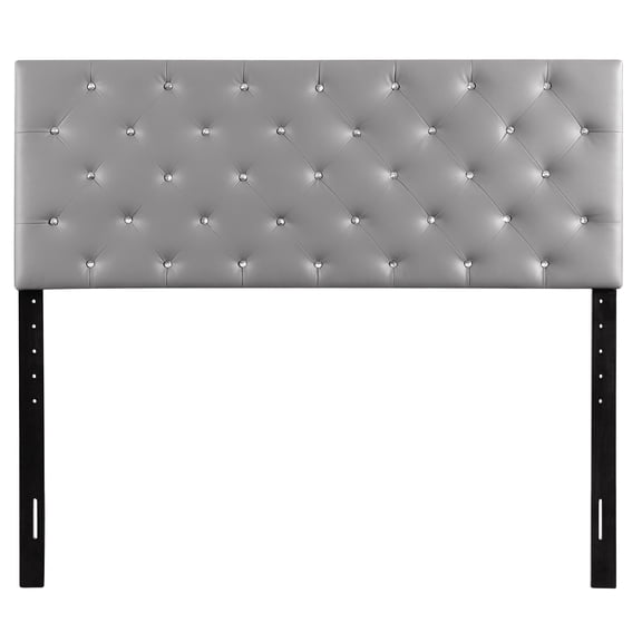 Upholstered Headboard for King Size Bed, PU Leather Padded Foam Panel, 41-53"H x 78"W, Light Grey Casual Design for Bedroom Decor, Durable and Easy Assembly Bed Backrest Board