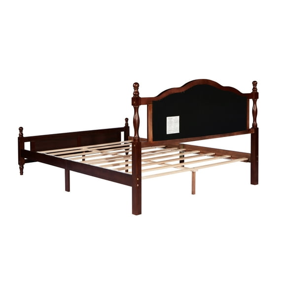 Upholstered Headboard Queen-size Bed With Robust - Cherry Pine Wood Elegant And Stable