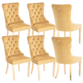 thumbnail image 1 of Upholstered High-end Dining Chairs,Tufted Side Chair with Golden Stainless Steel Plating Legs,Nailhead & Back Ring Pull Trim, Kitchen Dining Room Furniture,Tufted Dining Chairs(Gold,Set of 6), 1 of 11