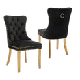 thumbnail image 1 of Upholstered High-end Dining Chairs,Tufted Side Chair with Golden Stainless Steel Plating Legs,Nailhead & Back Ring Pull Trim, Kitchen Dining Room Furniture,Tufted Dining Chairs(Black,Set of 2), 1 of 11