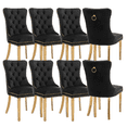thumbnail image 1 of Upholstered High-end Dining Chairs,Tufted Side Chair with Golden Stainless Steel Plating Legs,Nailhead & Back Ring Pull Trim, Kitchen Dining Room Furniture,Tufted Dining Chairs(Black,Set of 8), 1 of 11