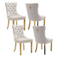thumbnail image 1 of Upholstered High-end Dining Chairs,Tufted Side Chair with Golden Stainless Steel Plating Legs,Nailhead & Back Ring Pull Trim, Kitchen Dining Room Furniture,Tufted Dining Chairs(Beige,Set of 4), 1 of 11