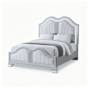 Upholstered King Size Bed Frame with LED Headboard, Modern Platform Bed for Primary Bedroom, Guest Room or Apartment, Light Gray Fabric and Silver Finish