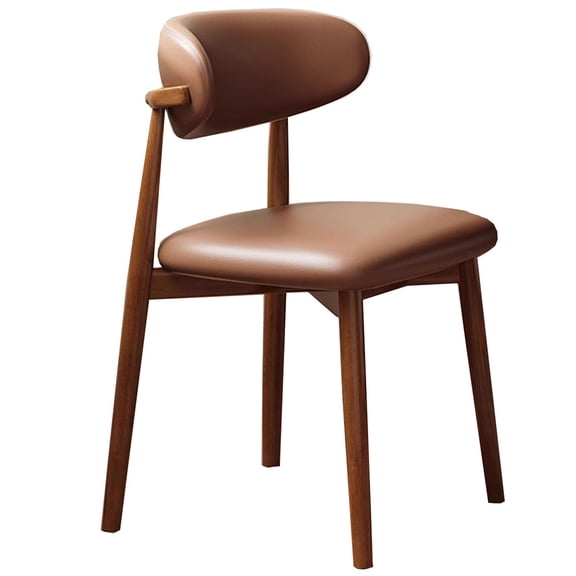 Upholstered Kitchen Dining Chairs With Curved Backrest Farmhouse Armless Dining Side Chair Vintage Wooden Side Chairs For Living Room Leather Accent Chair For Restaurant