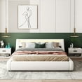 thumbnail image 1 of Upholstered Leather Platform Bed with A Hydraulic Storage System with Led Light Headboard Bed Frame with Slatted Queen Size White, 1 of 9