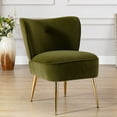 thumbnail image 1 of Upholstered Leisure Sofa Chair - Velvet Wingback Club Chair - Armless Lounge Chair with Gold Metal Legs - Living Room Bedroom Furniture - Grass Green, 1 of 8
