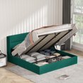 thumbnail image 1 of King Lift Up Storage Bed with Wingback Headboard, Hydraulic Linen Upholstered Bed Frame with Storage, No Box Spring Needed, Easy Assembly, Navy Blue, 1 of 5