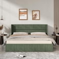 thumbnail image 1 of Zanmintaobo King Lift up Storage Bed with Wingback Headboard,Hydraulic Linen Upholstered,Metal Frame,No Box Spring Needed,Easy Assembly,Turtle, 1 of 5