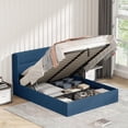 thumbnail image 1 of Zanmintaobo Queen Lift up Storage Bed,Wingback Headboard,Hydraulic Flannel Upholstered,Metal Frame,No Box Spring Needed,Easy Assembly,Navy Blue, 1 of 7