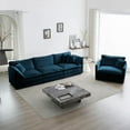 thumbnail image 1 of Modern 3-Piece Upholstered Sofa Set in Blue with Solid Wood Frame (220×80×75cm), 1 of 12