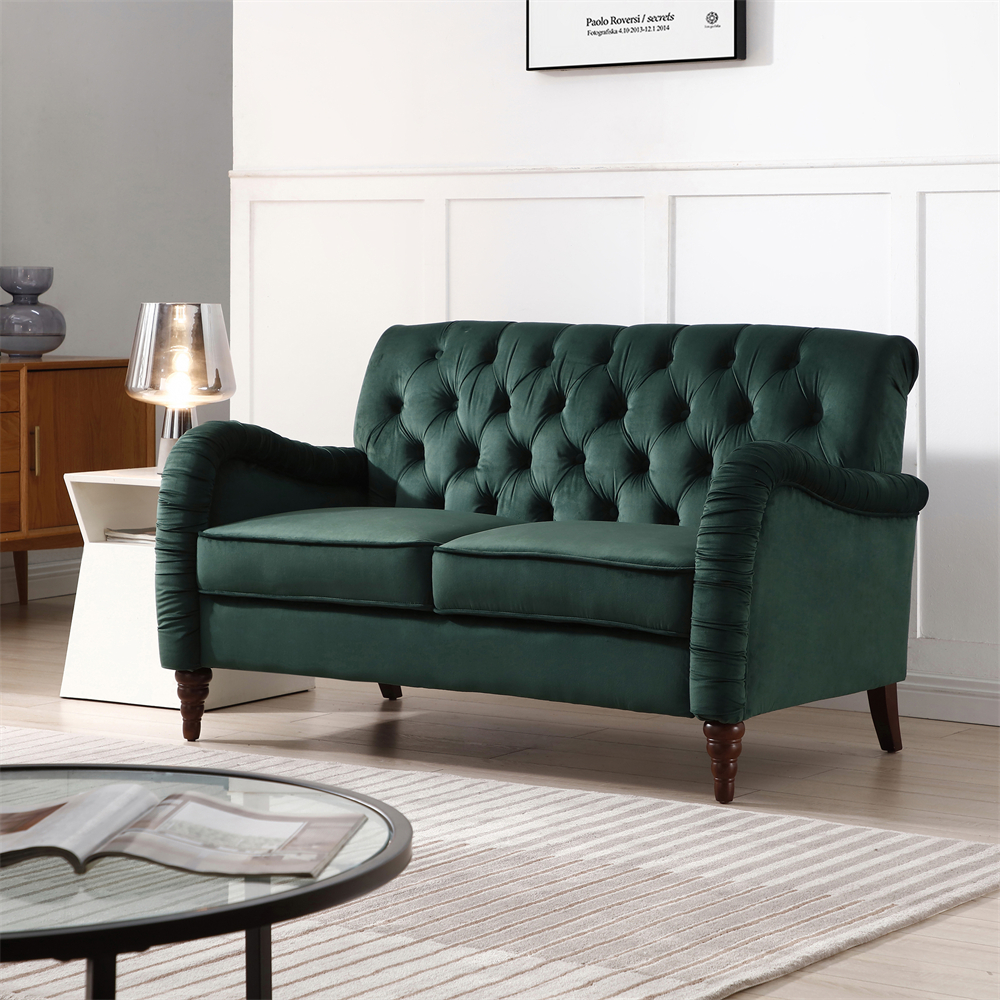 Upholstered Loveseat Sofa with Armrest and Backrest, Tufted 2Seater