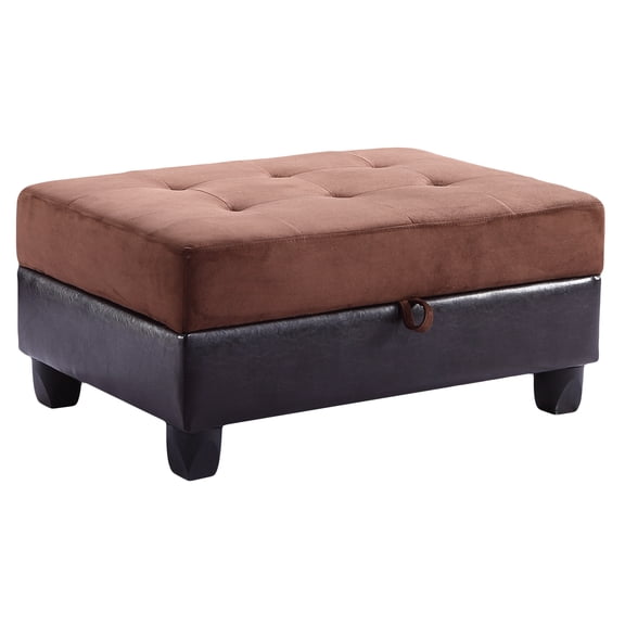 Dtwnek Upholstered Microfiber Ottoman Footrest for Living Room, Office, Bedroom, Chocolate+Black