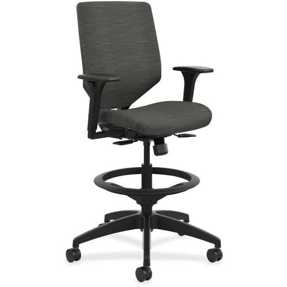 Upholstered Mid Back Task Stool - Black