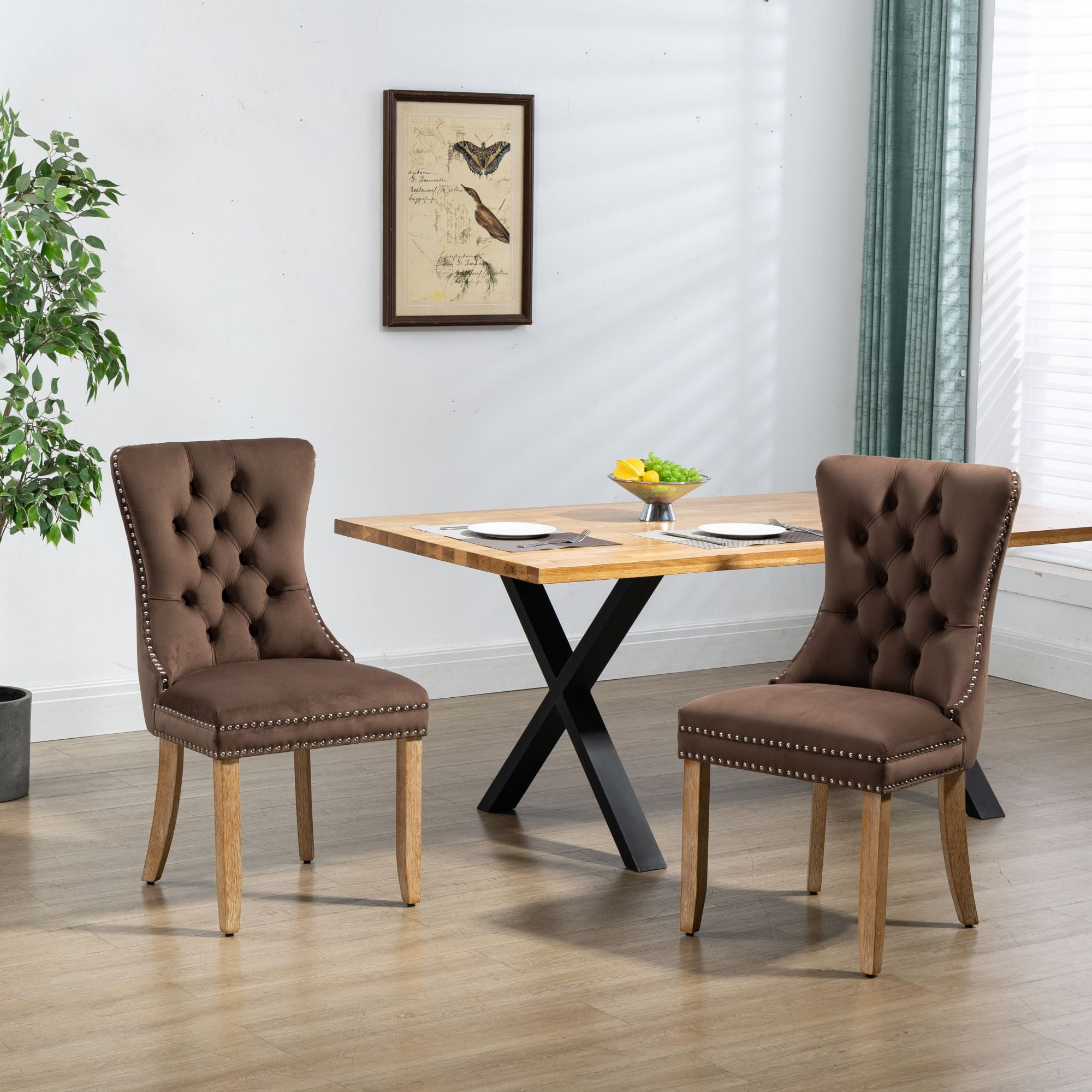 Upholstered Modern Dining Chairs with Solid Wood Legs, Dining Room ...