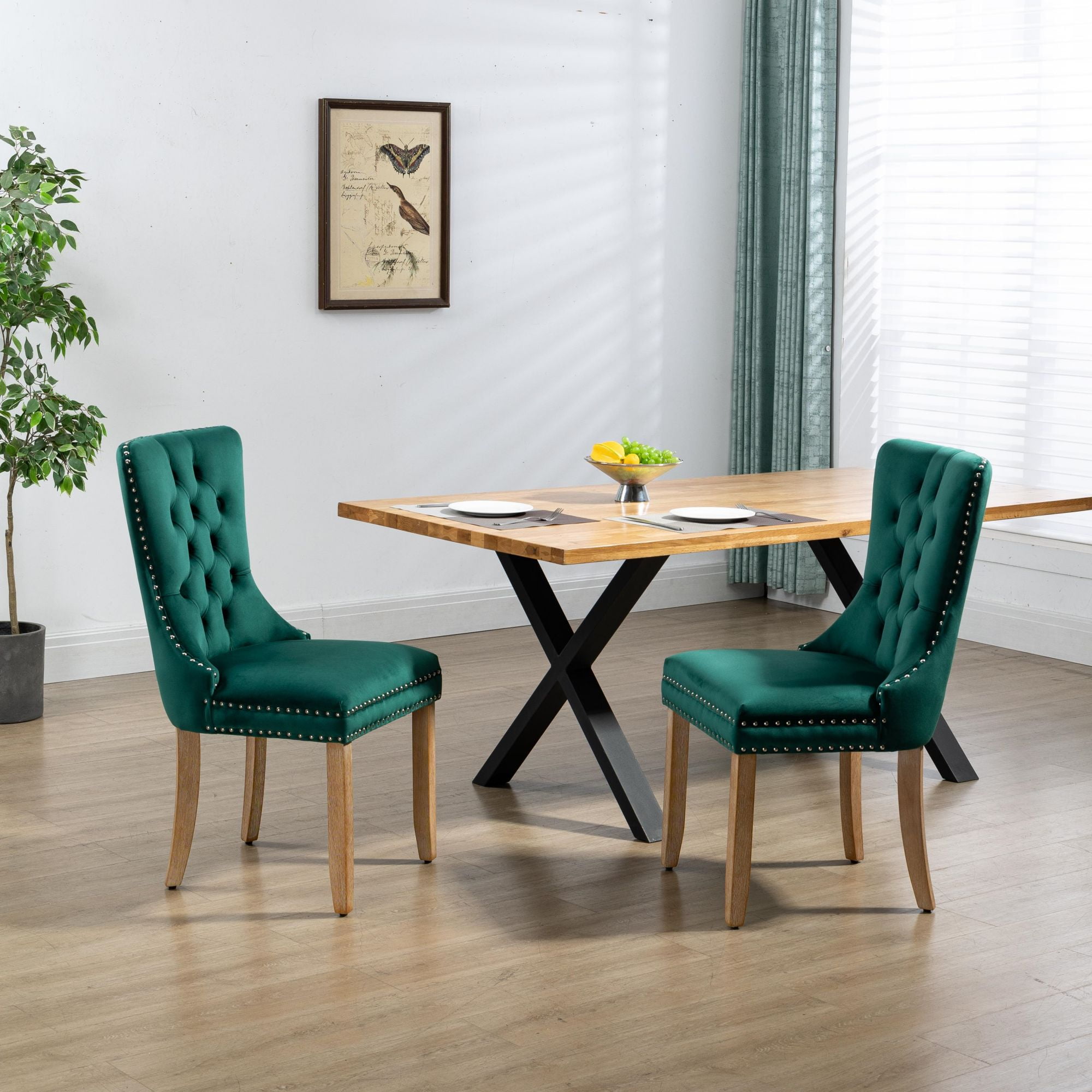 Upholstered Modern Dining Chairs with Solid Wood Legs, Dining Room ...