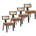 thumbnail image 1 of Upholstered Modern Lounge Chair with Solid Wood Legs, Dining Room Chairs PU Leather Kitchen Chairs Armless Side Chairs with Wood Frame/Back for Living Room(Brown,Set of 4), 1 of 9