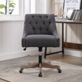 thumbnail image 1 of Upholstered Office Chair, Modern Rolling Vanity Chair with 360 Degree Swivel Casters and Tufted Button Back, Height Adjustable Task Chair Swivel Chair, 1 of 8