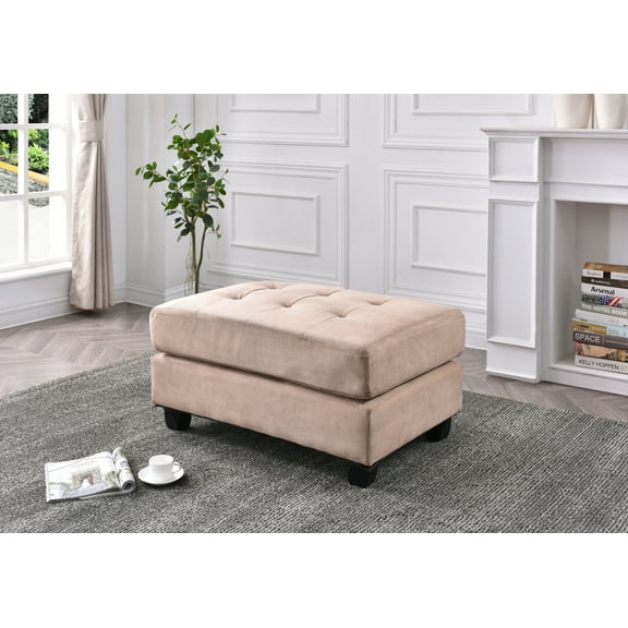 Dtwnek Upholstered Ottoman Footrest for Living Room, Office, Bedroom, Khaki