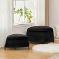 thumbnail image 1 of Upholstered Ottoman Set Featuring Cream Faux Fur and Metal Legs - Perfect Coffee Table and Storage, 1 of 11
