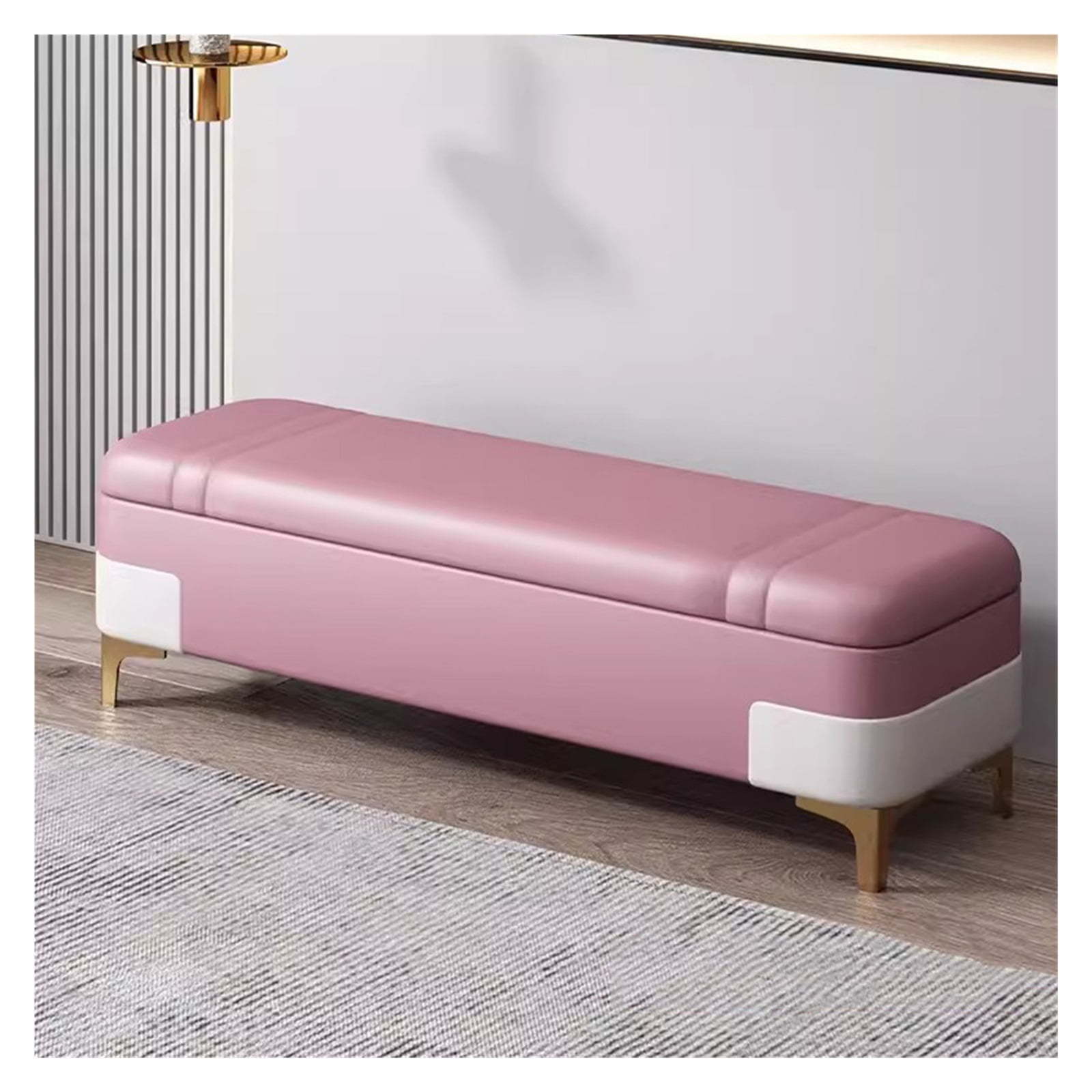 Upholstered Ottoman with Storage Bench,Faux Leather Storage Ottoman — free download