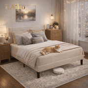 Upholstered Platform Bed, Aiho Queen Size Bed Frame with Modern Wingback Headboard & No Box Spring Needed, Perfect for Bedroom, Beige