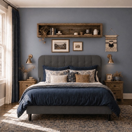 King Upholstered Platform Bed Frame with Headboard - Modern Bedroom Furniture with Sturdy Wooden Slats, Quiet & Noise Free, No Box Spring Needed, Gray