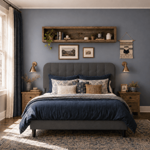 King Upholstered Platform Bed Frame with Headboard - Modern Bedroom Furniture with Sturdy Wooden Slats, Quiet & Noise Free, No Box Spring Needed, Gray