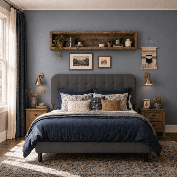 King Upholstered Platform Bed Frame with Headboard - Modern Bedroom Furniture with Sturdy Wooden Slats, Quiet & Noise Free, No Box Spring Needed, Gray
